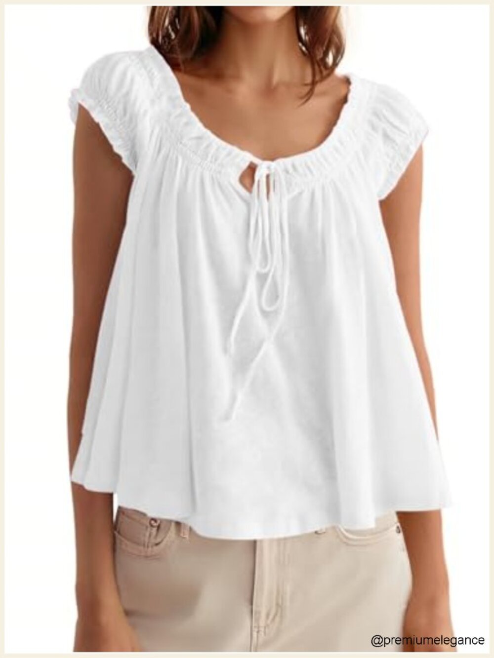 Women's Tie Front Babydoll Tank Top Cap Sleeve Flowy Summer Top